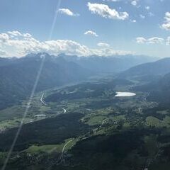 Flugwegposition um 14:59:28: Aufgenommen in der Nähe von Gemeinde Nötsch im Gailtal, Österreich in 1624 Meter